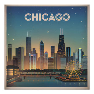 Póster Chicago EUA vintage