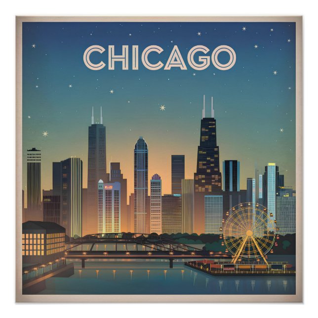 Póster Chicago EUA vintage (Frente)