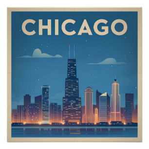 Póster Chicago EUA vintage