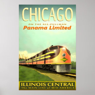 Poster CHICAGO Ferrovia Central de Illinois PANAMA Limite