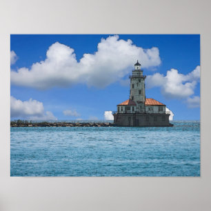 Poster Chicago Harbor Lighthouse Painterly