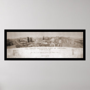 Póster Chicago, IL ateia fogo à foto 1871