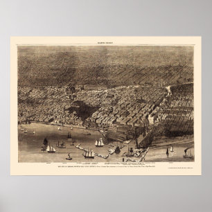 Póster Chicago, IL Panoramic Map - 1874