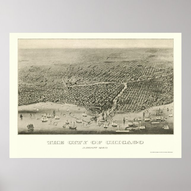 Poster Chicago, IL Panorâmica - 1860 (Frente)