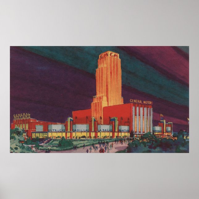 Poster Chicago, IL - Visão da construção da General Motor (Frente)