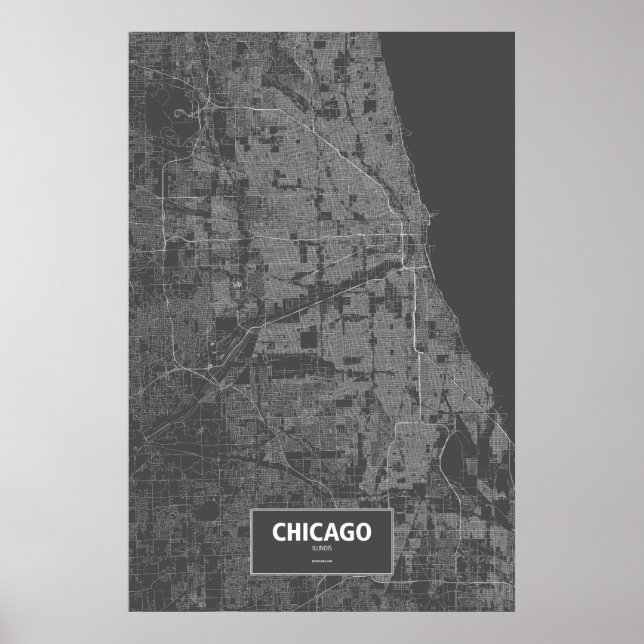 Póster Chicago, Illinois (branco a preto) (Frente)