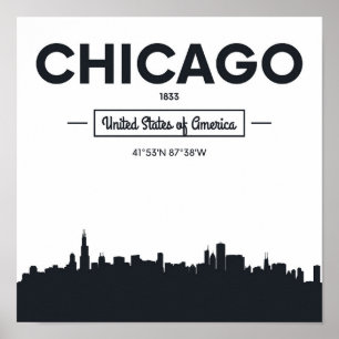 Póster Chicago, Illinois   City Coordinates