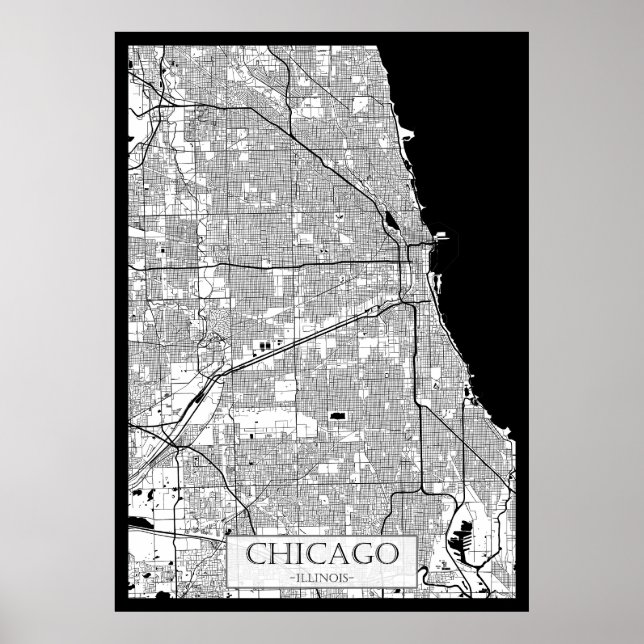 Poster Chicago Illinois Map (Frente)
