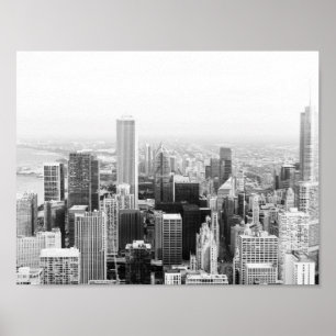 Póster Chicago Illinois Preto e Branco