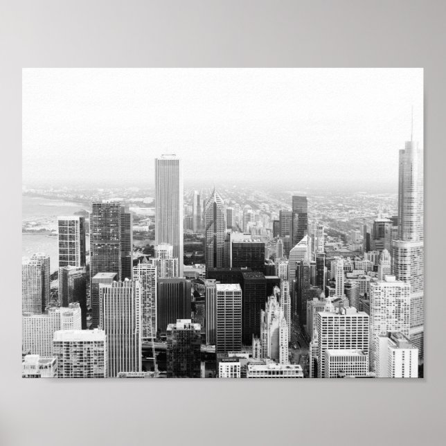 Póster Chicago Illinois Preto e Branco (Frente)