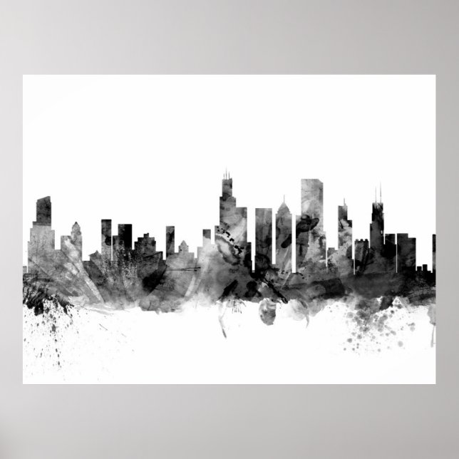 Póster Chicago Illinois Skyline (Frente)