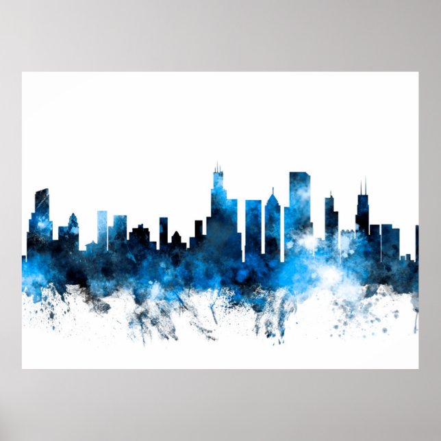 Póster Chicago Illinois Skyline (Frente)