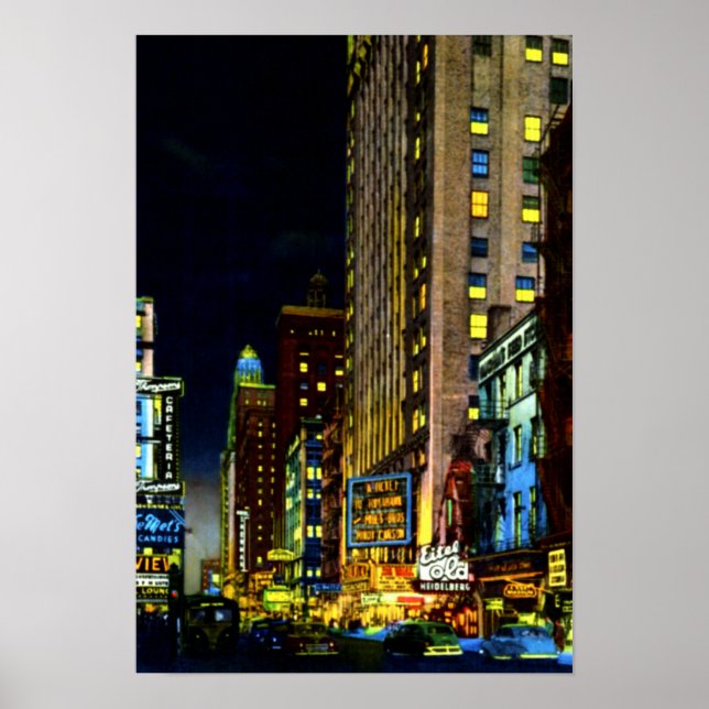 Poster Chicago Illinois Street View na Noite (Frente)