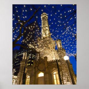 Póster Chicago, Illinois, torre de água velha com feriad
