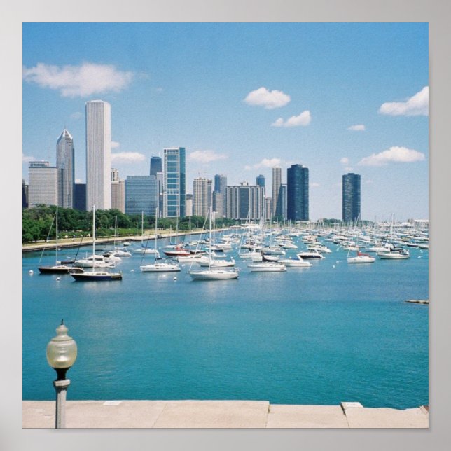 Póster Chicago Lakefront Skyline Poster/Impressão (Frente)