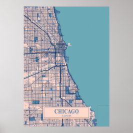 Poster Chicago - Mapa da Cidade do Illinois em Breezy