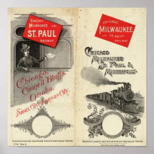Poster Chicago Milwaukee e estrada de ferro de St Paul