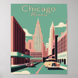 Poster chicago Minimalista Viagens vintage de arte