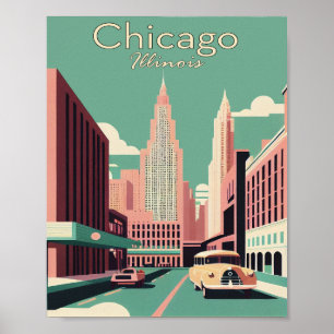 Poster chicago Minimalista Viagens vintage de arte