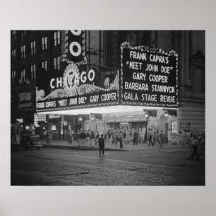Poster Chicago Movie Theater, 1941. Vintage Photo
