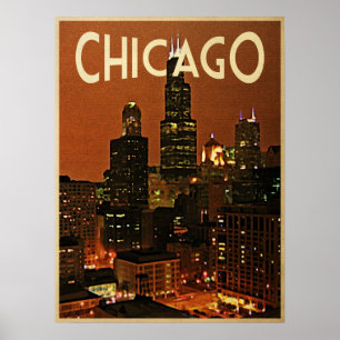 Poster Chicago na noite