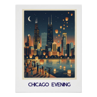 Póster Chicago Noturno