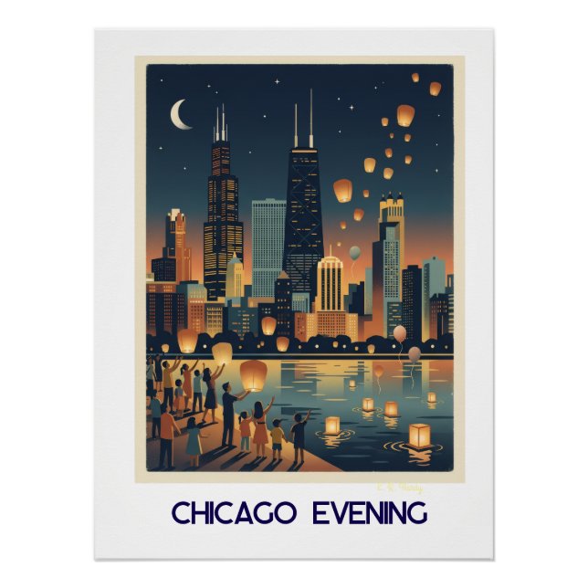 Póster Chicago Noturno (Frente)