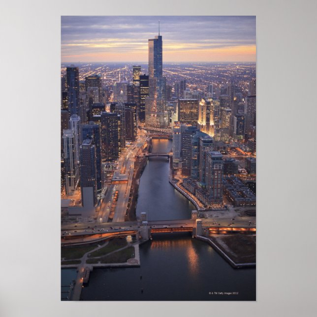 Poster Chicago River e Trump Tower de cima (Frente)