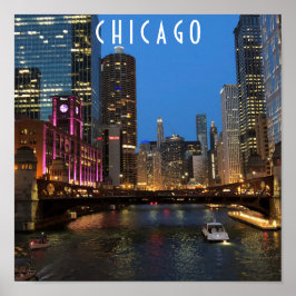 Poster Chicago River na Noite