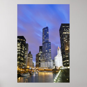 Póster Chicago River Skyline