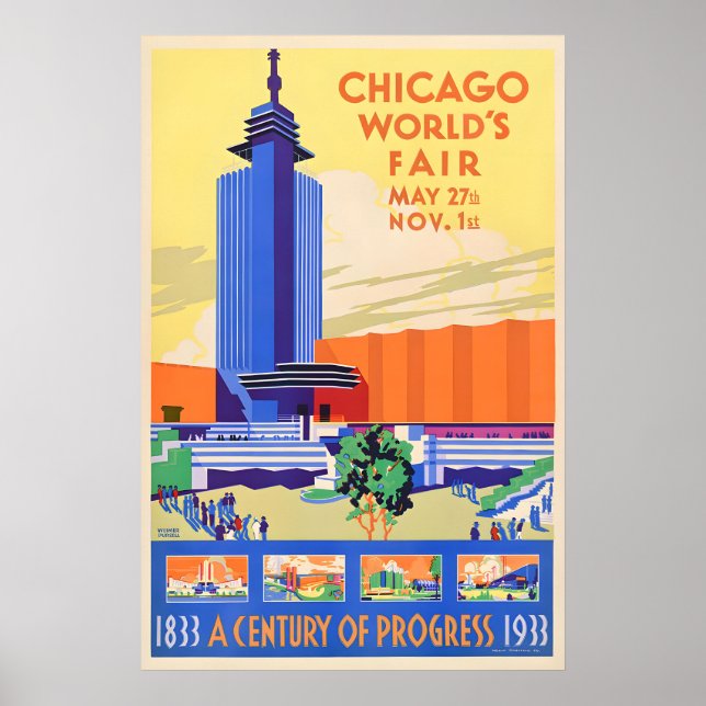Poster Chicago Século de Progresso - Feira Mundial Antiga (Frente)
