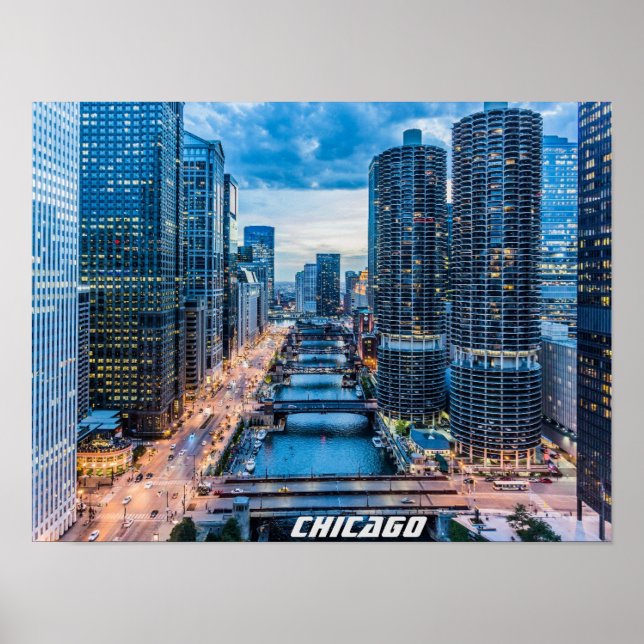 Poster Chicago Skyline (Frente)