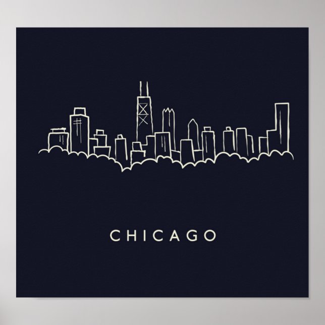 Poster Chicago Skyline (Frente)