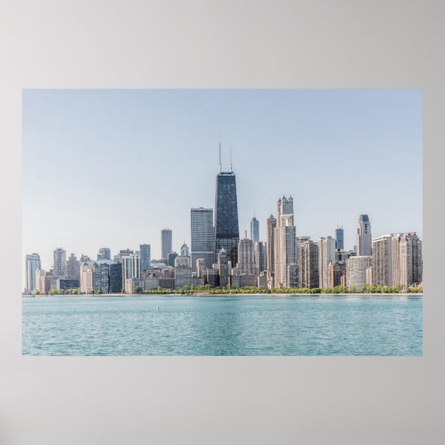 Poster Chicago Skyline Com O Lago Michigan (Frente)