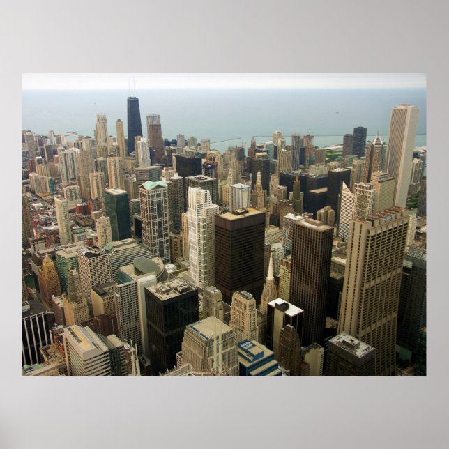 Póster Chicago Skyline do Sears agora Willis Tower (Frente)