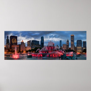 Póster Chicago Skyline na Canvas