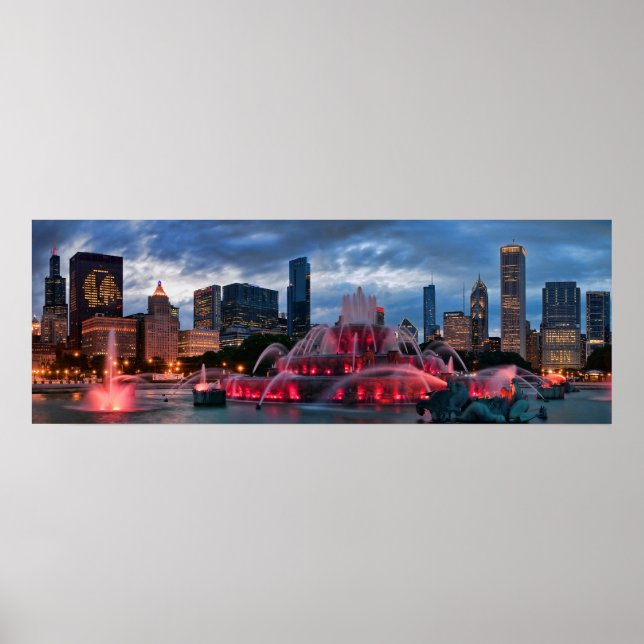 Póster Chicago Skyline na Canvas (Frente)