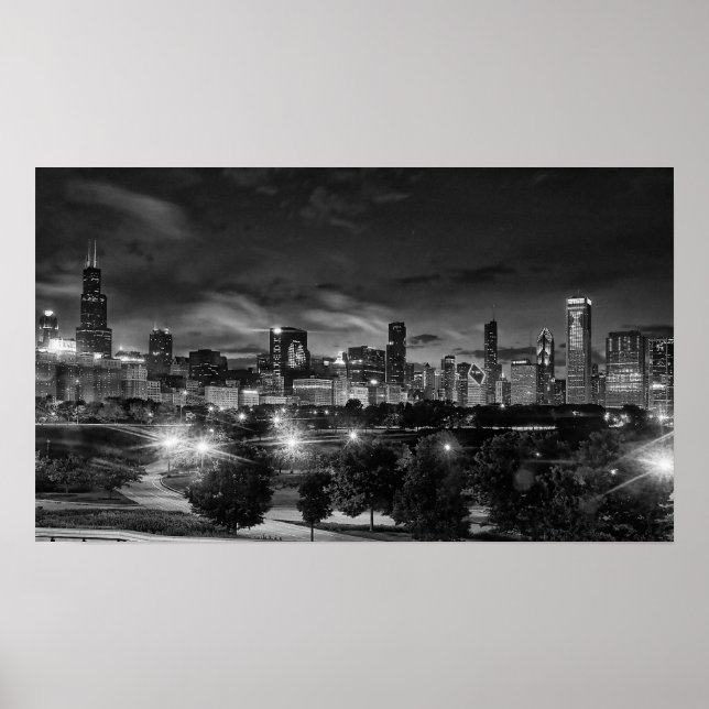 Póster Chicago Skyline na Canvas (Frente)