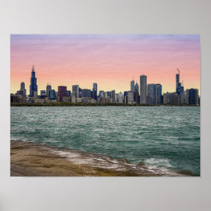 Poster Chicago Skyline Painterly