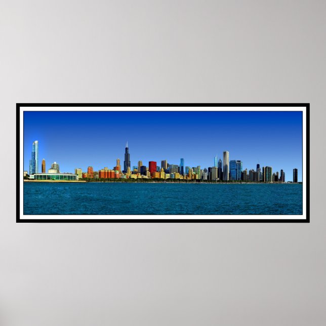 PÓSTER CHICAGO SKYLINE PANORAMA (Frente)