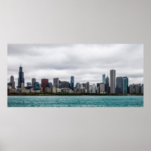 Poster Chicago Skylinechicago, skyline, aérea, arquiteto