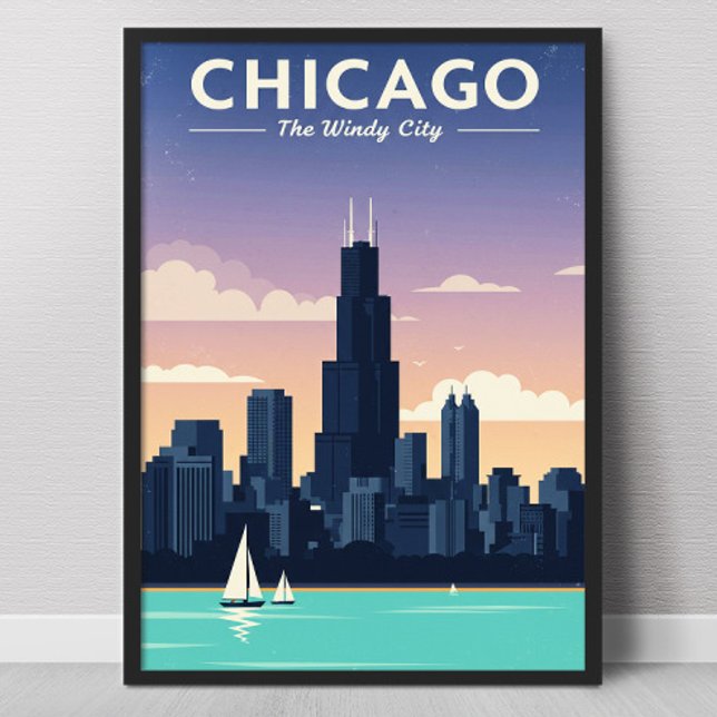 Poster Chicago The Windy City Vintage (Criador carregado)