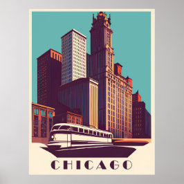 Poster Chicago, Transportes Públicos, Viagem