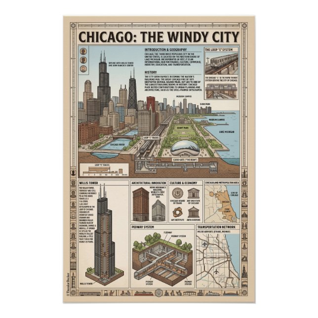 Póster Chicago, USA (Frente)
