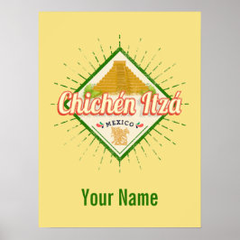 Poster Chichen Itza México Retro Mayan Vintage Yucatan