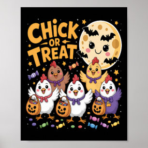 Poster Chick Or Treat Halloween Lua Frango Diversão