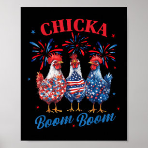 Poster Chicka Boom Boom Galinha Patriótica Engraçada 4 De