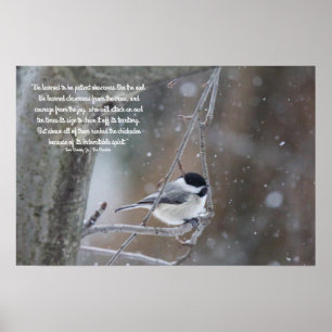 Póster Chickadee tampado preto na neve - texto removível