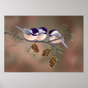 Póster CHICKADEES & PINECONES por SHARON SHARPE