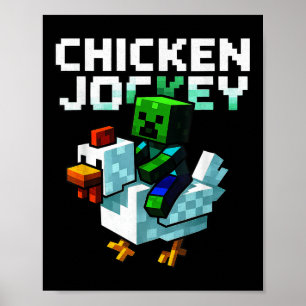 Poster Chicken Engraçado Jockey Zombie Pixel Art Gamer Sh